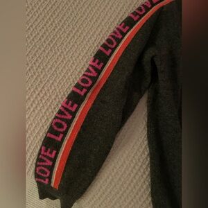 Gray Sweater with Pink Accents